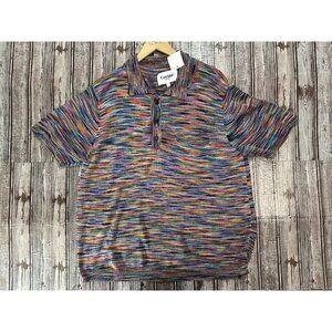 Corridor NYC knit cotton Space Dyed Short Sleeve Polo size L multicolor